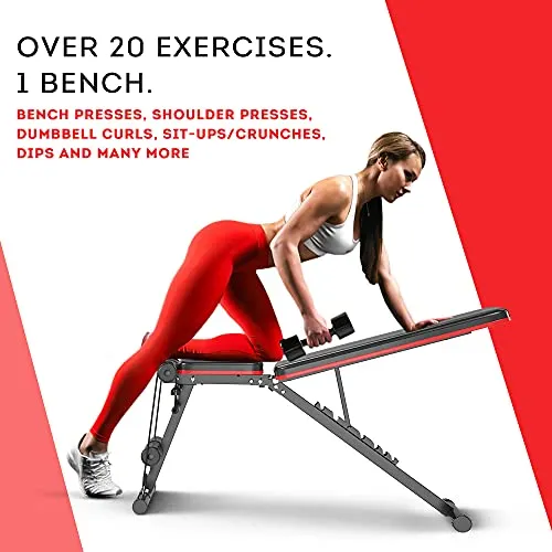 FITNESS WORLD Home Multi Functional Weight Workout Strength Training Multi-Purpose Foldable Incline Decline Exercise Foldable Bench - Weight Limit: 215 Kg